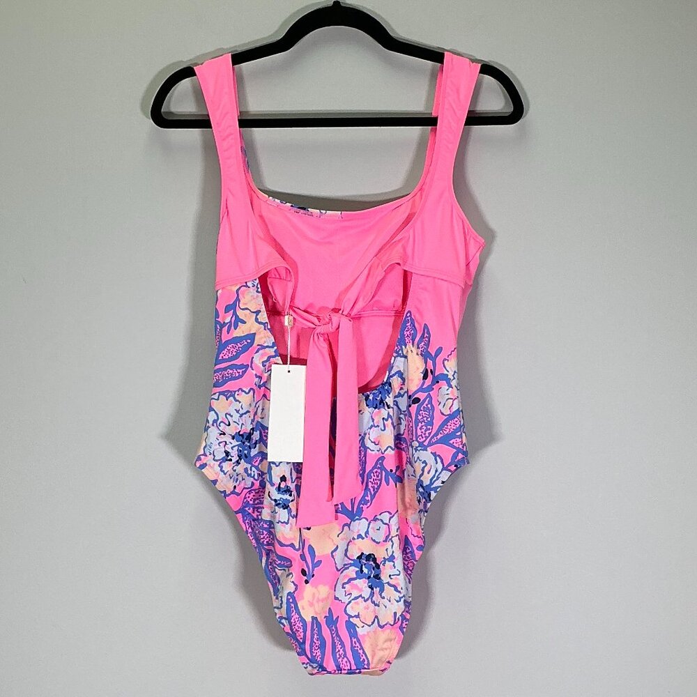 NWT Lilly Pulitzer Standard Cashel Women's Size 12 Pink/Blue One-Piece Swimsuit - Picture 2 of 4